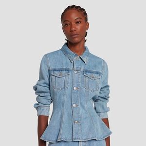NWT 7 For All Mankind Denim Lustre Trucker Jacket in Volcan Blue